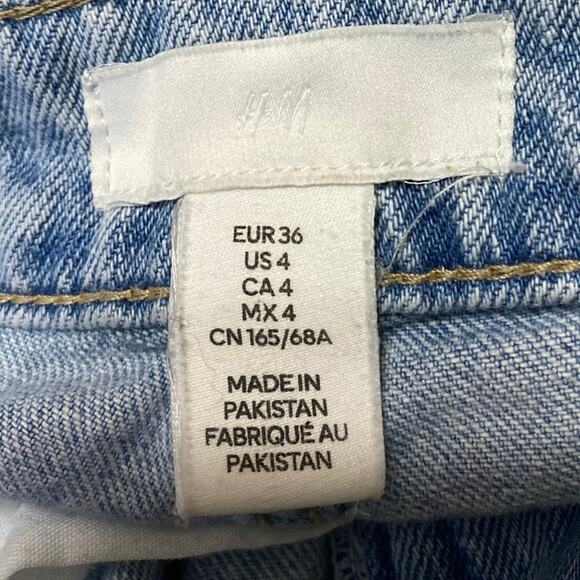 H&M Women's Blue Light Wash High Waisted Baggy Wide Leg Denim Jeans Size 4 - Picture 4 of 4